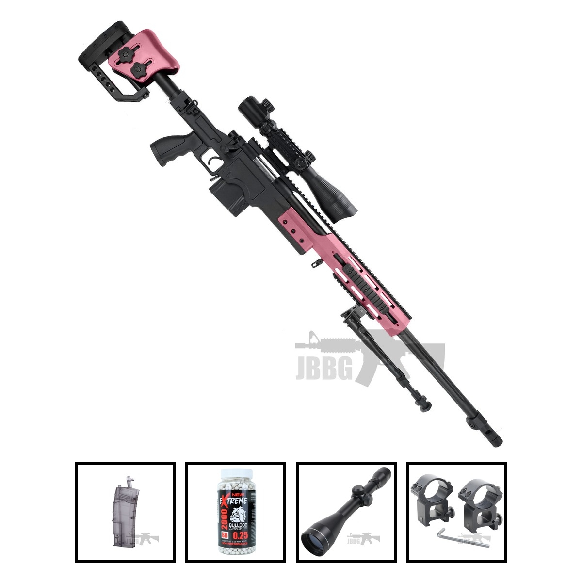 MB4411A Airsoft Sniper Rifle Two-Tone Pink Bundle Offer Set