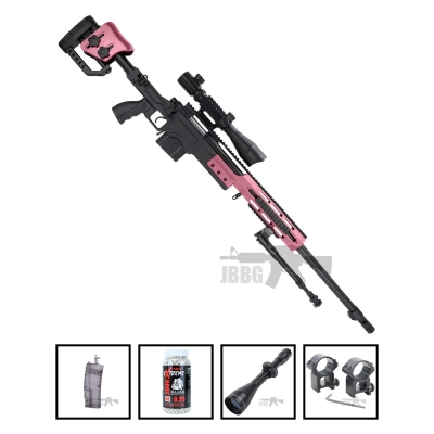 MB4411A Airsoft Sniper Rifle Two-Tone Pink Bundle Offer Set