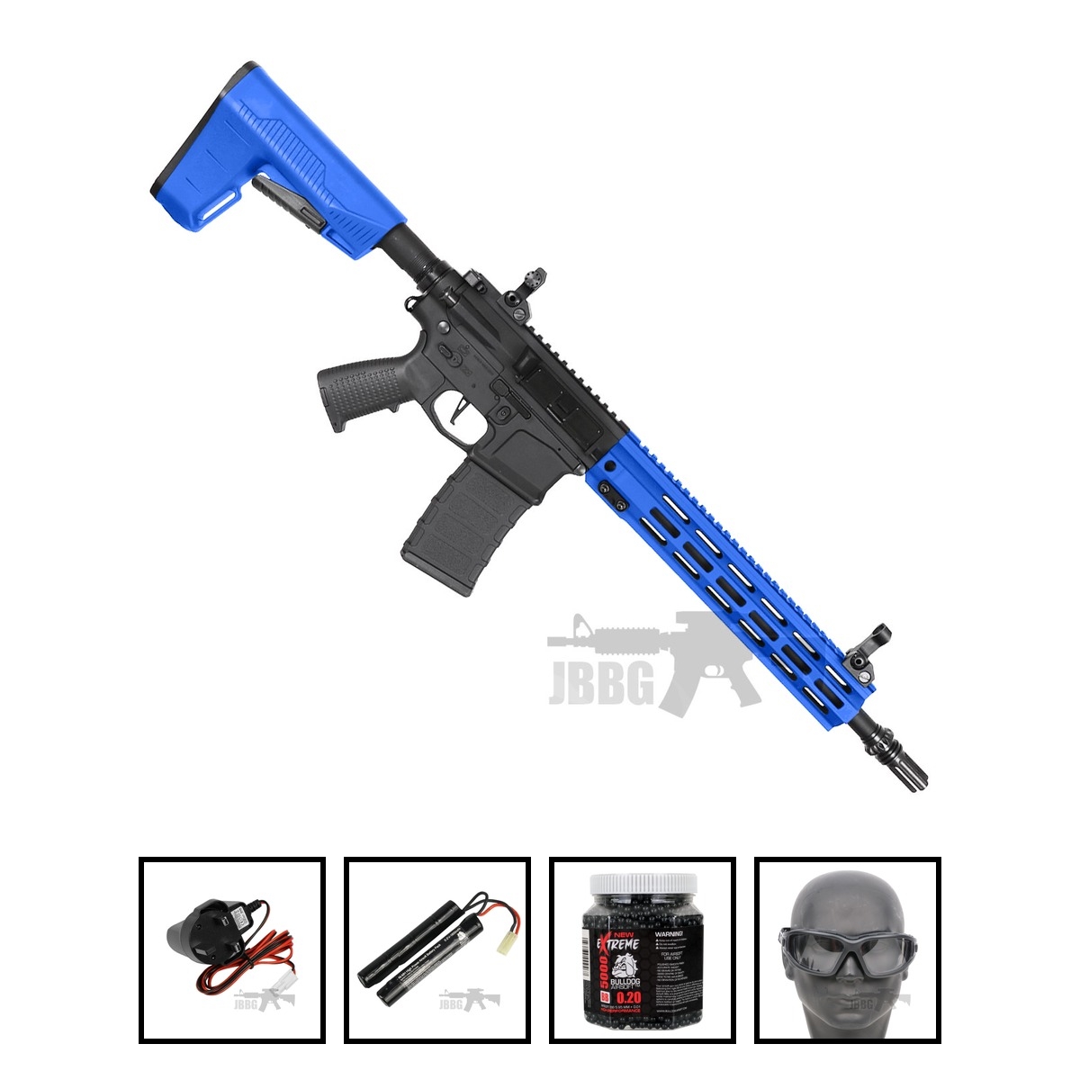 Nemesis Gen2 LS12 M4 AEG Carbine Airsoft Gun Classic Army Two-Tone Blue Bundle Offer Set