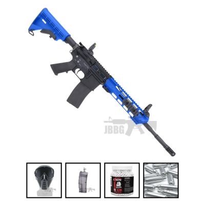 SRC ZAROS SR4 GBB LINE Dual Power Airsoft Gun with Co2 Mag Two-Tone Blue Bundle Offer Set