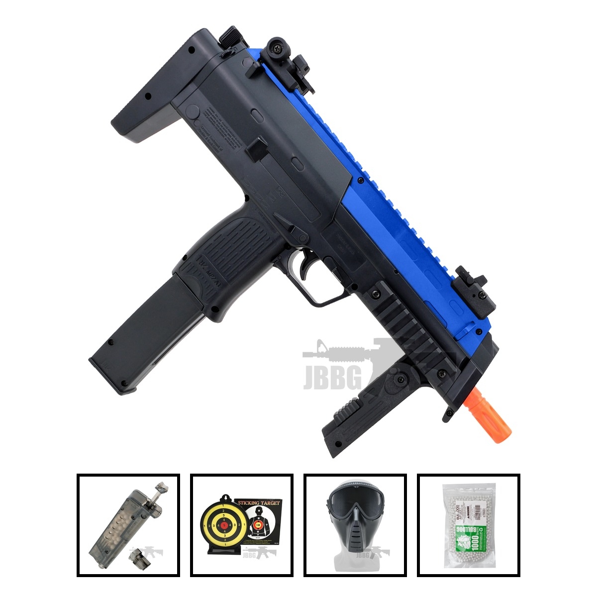 Umarex Heckler & Koch MP7 A1 Spring Airsoft Gun Two-Tone Blue Bundle Offer Set