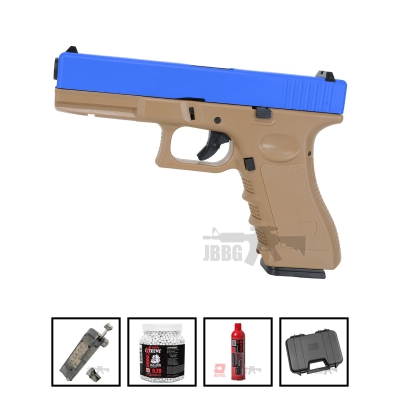 VG1 Sportline Gas Blowback Airsoft Pistol Tan/Blue Slide Bundle Offer