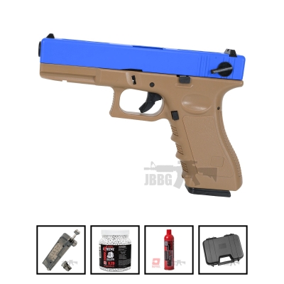 VG1A Sportline Gas Blowback Airsoft Pistol Tan/Blue Full/Semi Auto Bundle Offer