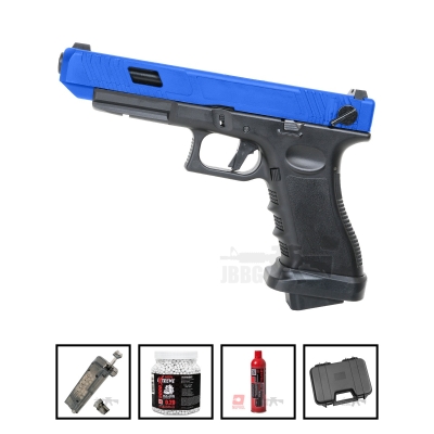 VG1C Sportline Gas Blowback Polymer Airsoft Pistol Blue Full/Semi Auto Bundle Offer