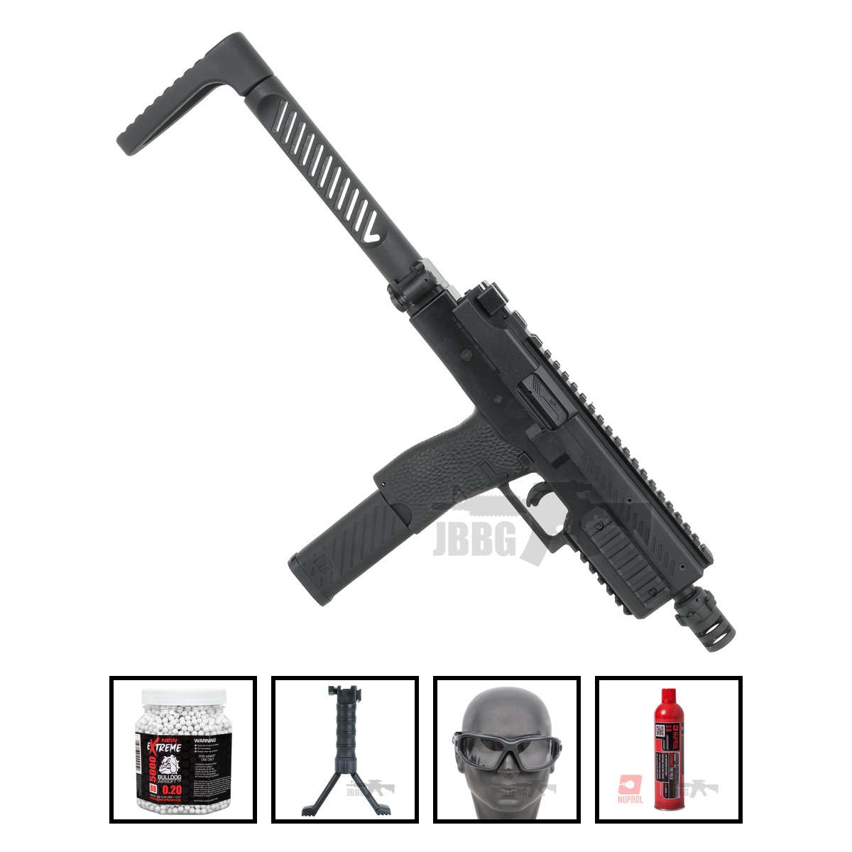 Vorsk VMP-1 SMG Gas Blowback Airsoft Gun RIF Black Bundle Offer Set