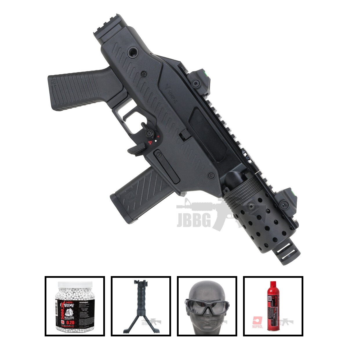 Vorsk VMP-2C Compact Gas Blowback Airsoft Gun RIF Black Bundle Offer Set