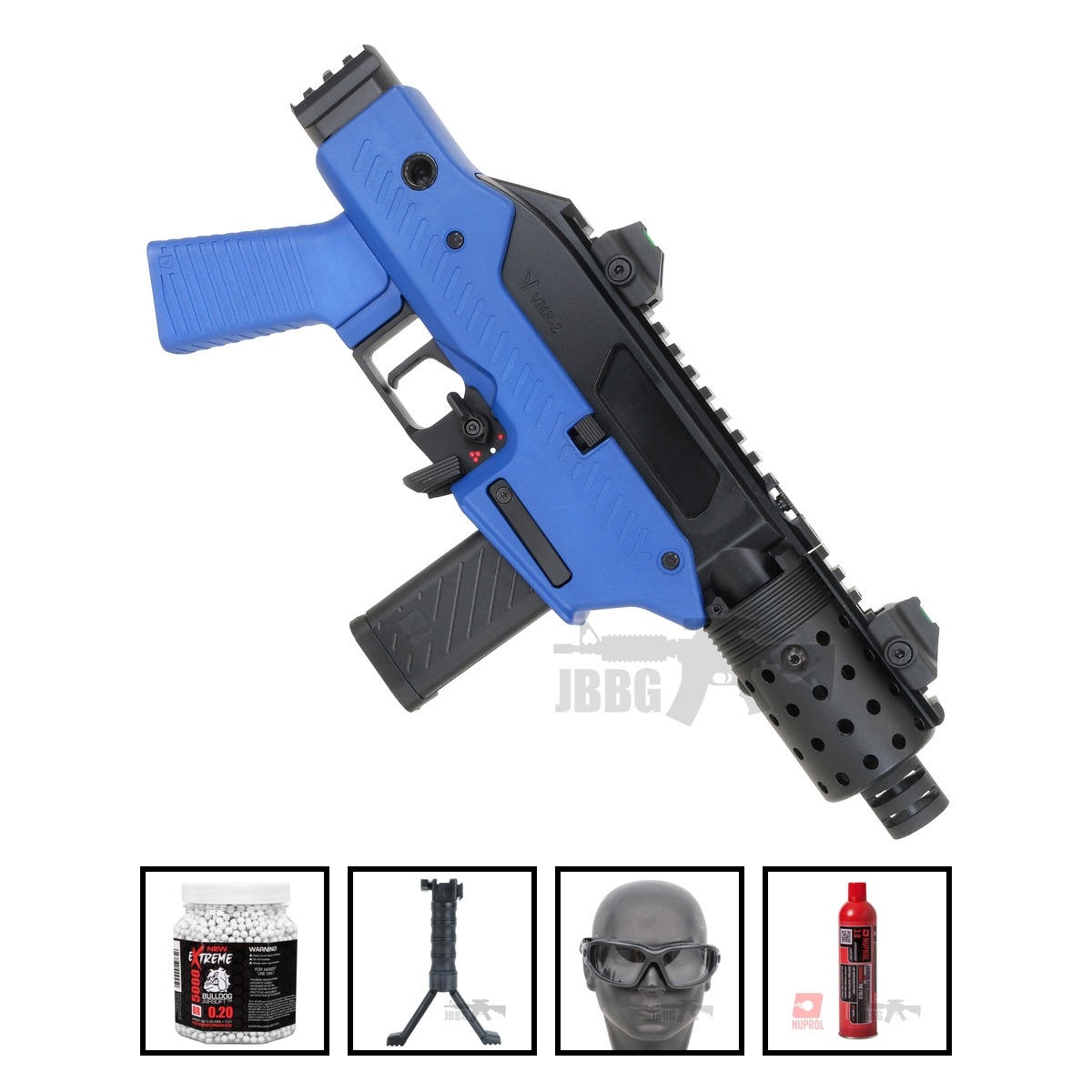 Vorsk VMP-2C Compact Gas Blowback Airsoft Gun Two-Tone Blue Bundle Offer Set