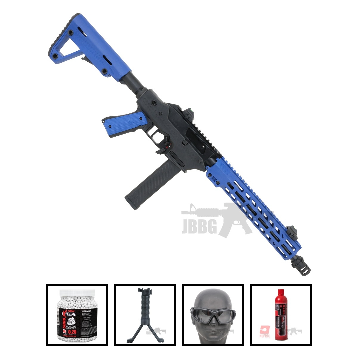 Vorsk VMP-2M Fixed-Semi Gas Blowback 400 FPS Airsoft Gun Two-Tone Blue Bundle Offer Set