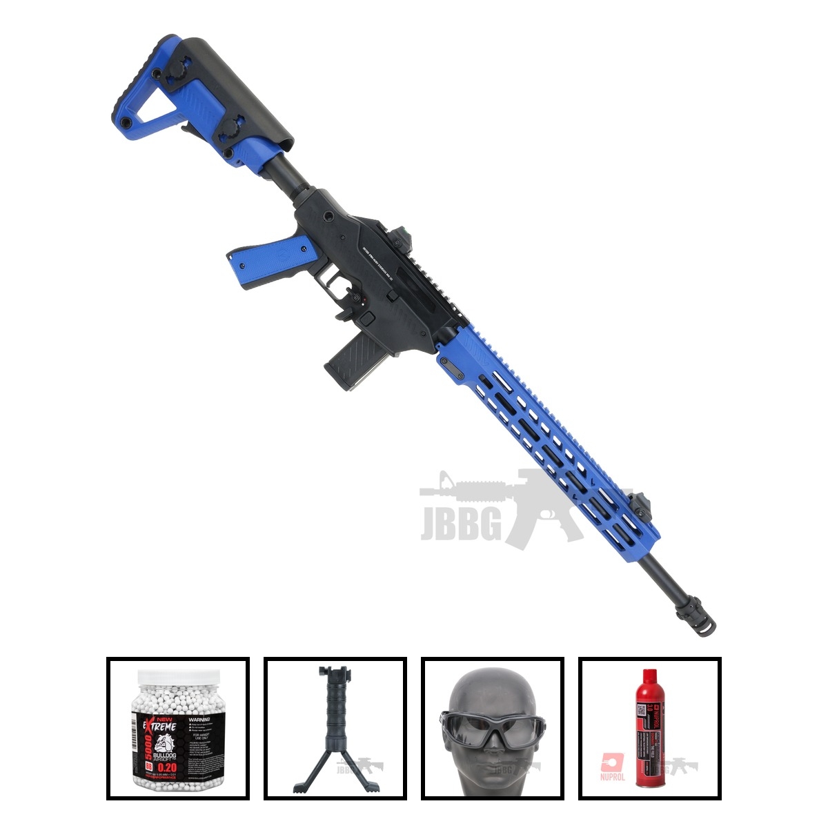 Vorsk VMP-2MD Gas Blowback DMR Airsoft Gun Two-Tone Blue Bundle Offer Set