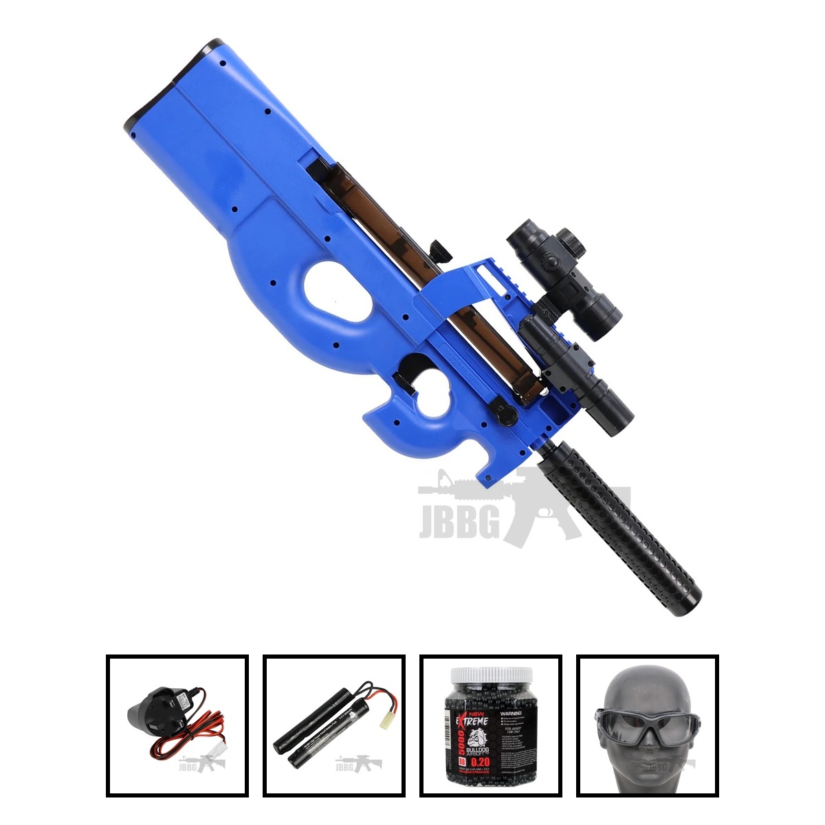 Well D90H D90 AEG Airsoft BB Gun Set Two-Tone Blue Bundle Offer Set