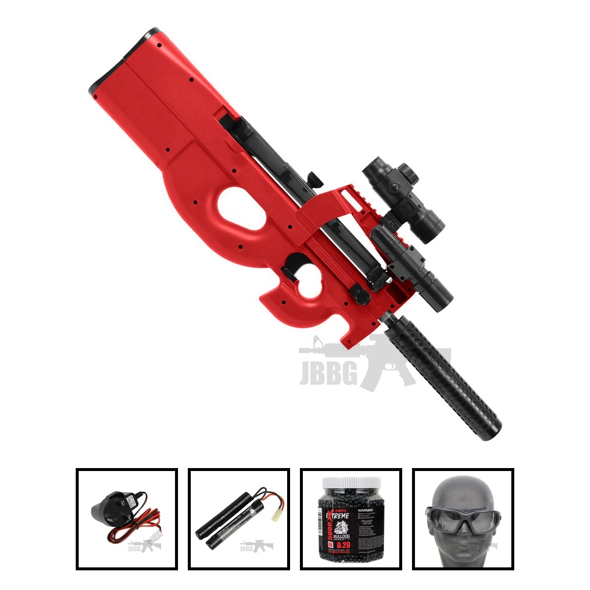 Well D90H D90 AEG Airsoft BB Gun Set Two-Tone Red Bundle Offer Set